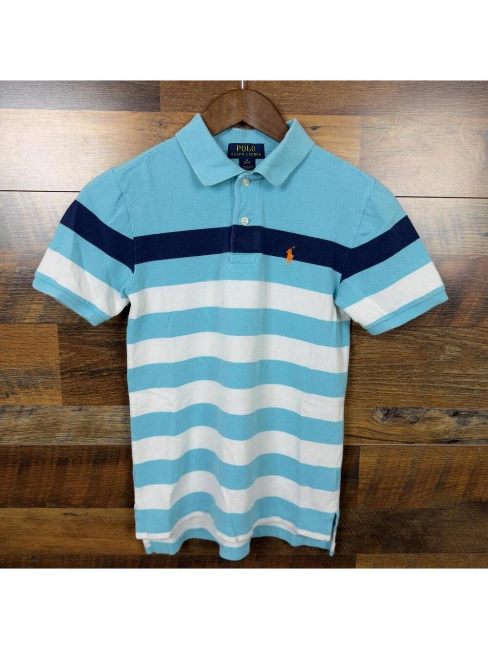 Polo Ralph Lauren Striped Polo Shirt Youth Medium 10-12 Blue